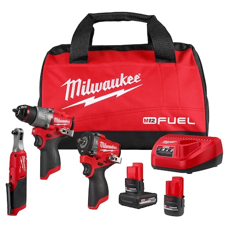 Milwaukee Tool M12FUEL3PCAUTOKIT, (1)2.5Ah;(1)5.0Ah 3424-23