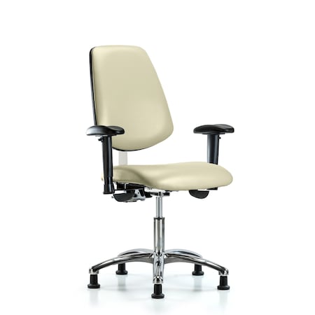 Blue Ridge Ergonomics Clean Room Chair Vin Desk Chair, Med, Bk, Gld, Wht, CL100, Adjustable Arms, 18" to 23" Height, Vinyl BR-NCR-VDHCH-MB-CR-T0-A1-RG-8501
