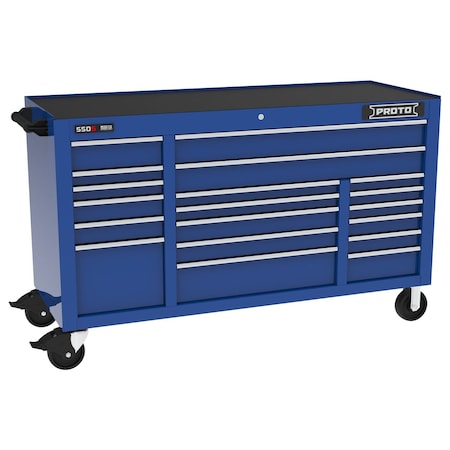 Proto 550 Series Rolling Tool Cabinet, 19 Drawer, Blue, 67 in W x 25-1/4 in D x 41 in H J556741B-19BL