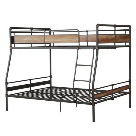 Homeroots Dark Brown Full Industrial Metal Bunk Bed 286146