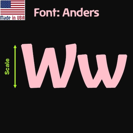 Aacc Self-Adhesive Vinyl Letter: W, Scale: 3.5 in. Color: Pink Font: Anders by, 12PK AACC-Anders-UW-Pink-I3.5x12