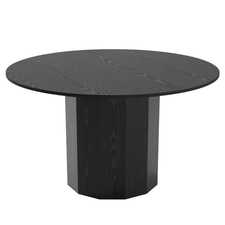 Homeroots 52" Black Solid Wood Pedestal Base Round Top Dining Table 721050