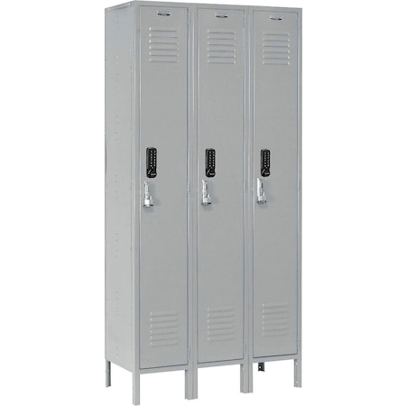 Global Industrial 1-Tier 3 Door Digital Locker, 36"W x 12"D x 66"H, Gray, Unassembled 413228