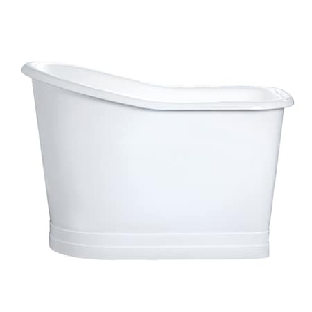 Kingston Brass 51" Cast Iron D-Shaped Single Slipper Pedestal Tub, No Faucet Drillings, White VCTND513029