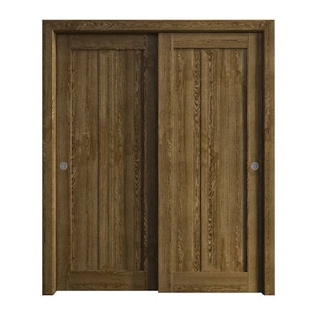 Sartodoors Sliding Closet Bypass Doors 48 x 84 inches, Ego 5006 Marble Oak, Rails Hardware Set, Wood Solid B EGO5006DBD-DMR-4884