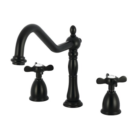 Kingston Brass Double-Handle Widespread Kitchen Faucet, Matte Black KB1790BEXLS