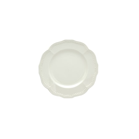 Homeroots White Four Piece Round Scallop Stoneware Service For Four Salad Plate Set 483505