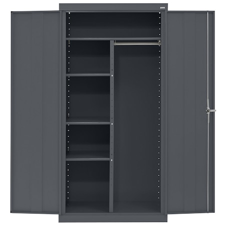 Sandusky Lee Combo Wardrobe Storage Cabinet, 72 in H, 36 in W, 24 in D, Swing, Keyed, Dark Gray, 4 Shelves CAC1362472-02