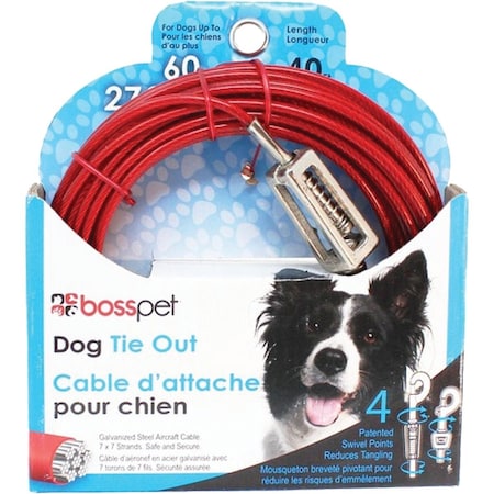 Boss Pet Guardian Gear Large Dog Cable with Spring Dog Tie-Out 40 Ft. Q3540SPG99