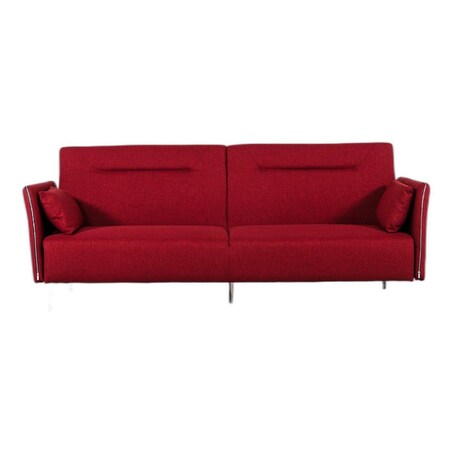 Homeroots 35" Red Fabric Foam Steel And Wood Single Sofa 283890