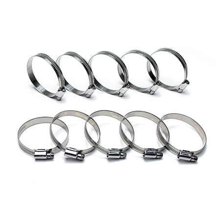 Hps Performance Stainless Steel Embossed Hose Clamps Size 10, 10pcs Pack, 3/4 in - 1-1/8 in (19mm-28mm) EMSC-16-27x10