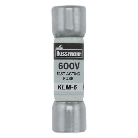 Eaton Bussmann fuse, 6 A, Non-indicating, Ferrule end x ferrule end, 50 kAIC at 600 Vdc, 10PK KLM-6