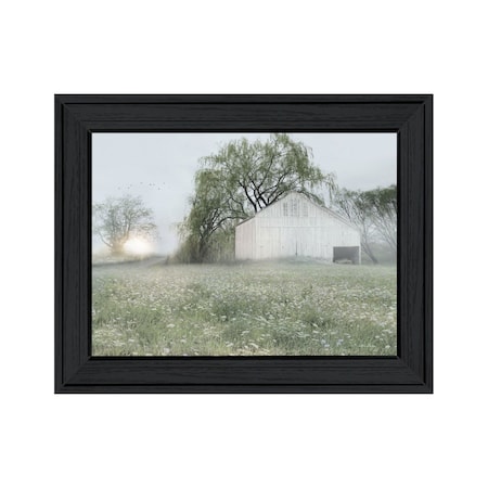 Homeroots Green Country Morning Black Framed Print Wall Art 530028