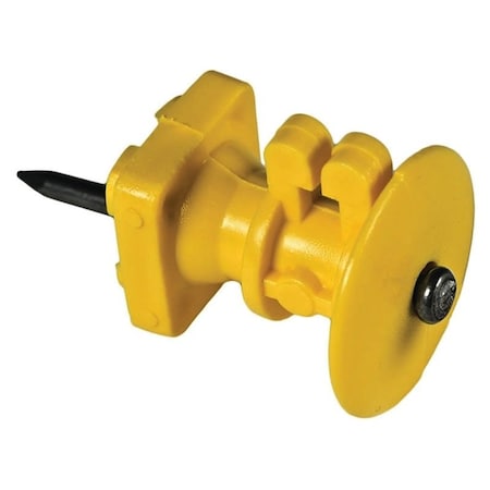 Zareba Wood Post Knob Insulator, 9 to 22 ga Fence Wire, Aluminum/Polywire/Steel, Polyethylene, Yellow IWKNY-Z
