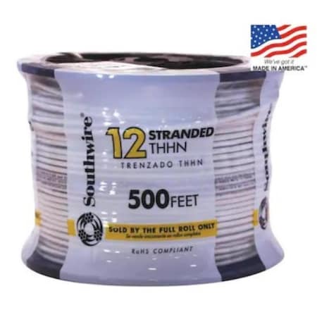 Solid Shelving 1-0 THHN Strand Wire 500 ft. - White, 500PK SO3973385