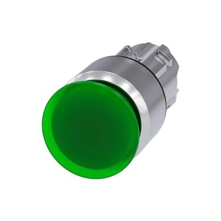 Siemens Illuminated mushroom pushbutton, 22 mm, round, metal, shiny, green, 30 3SU1051-1AA40-0AA0