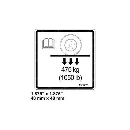 Skyjack REPLACEMENT LABEL- VL- WHEEL LOAD 475KG 1 156602