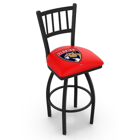 Holland Bar Stool Co 25" Blk Wrinkle Florida Panthers Swivel Bar Stool, Jailhouse Back L01825FlaPan