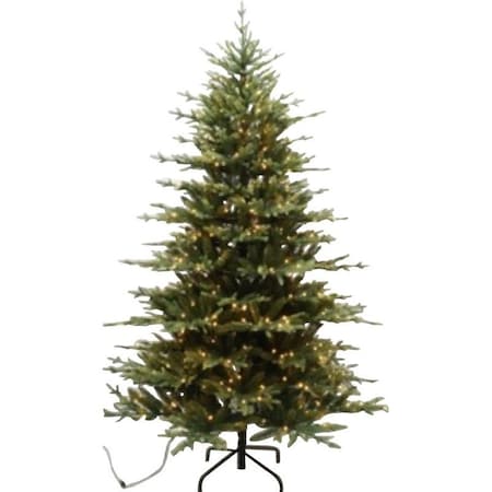 Santas Forest Pre-Lit Cascade Noble Fir Tree, 9 ft H, Nobel Fir Family, Mini Bulb, Multi/Clear Light 61994