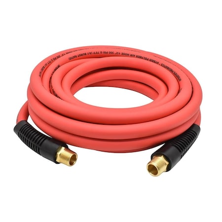 Interstate Pneumatics 1/2 in x 25 ft Rhino HybridFlex Red Hybrid Air Hose WP 200 PSI (1/2 in NPT) Solid Fitting HH48-025