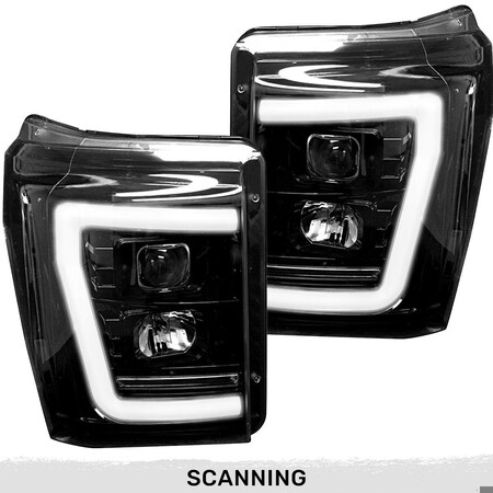 Recon Truck Accessories 11-16 F250/F350/F450/F550 PROJECTOR HL OLED DRL/AMBER LED TURN SIGNALS-SMOKED/BL 264272BKCS