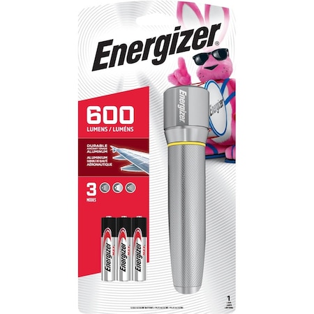 Energizer Handheld Flashlight, AAA Battery, Alkaline Battery, LED Lamp, 600 Lumens Lumens, Wide Beam, Black ENPMHH62