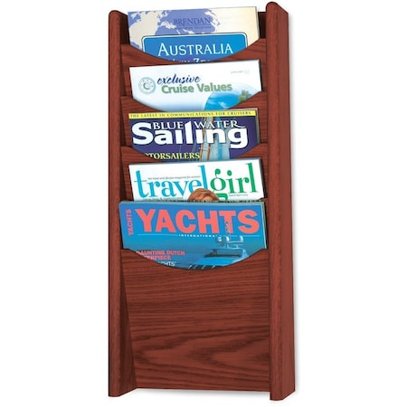 Safco 5 Pocket Wood Magazine Rack - Mahogany 4330MH