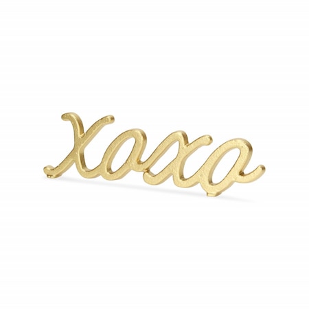 Homeroots 3" Gold Cast Iron Hand Painted XOXO Sentiment Tabletop Sculpture 483233