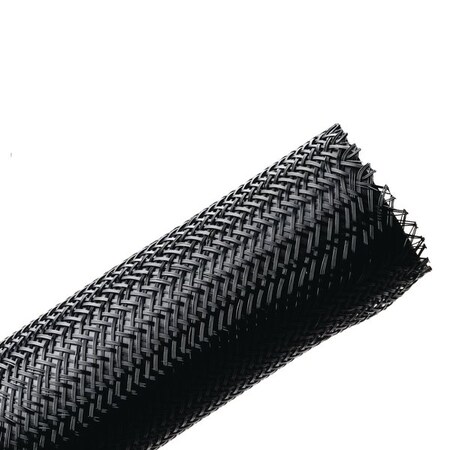 Hellerman Tyton Braided Sleeving, Expandable, 0.75" Dia, PET, Black, 250 ft/bulk reel 170-03043