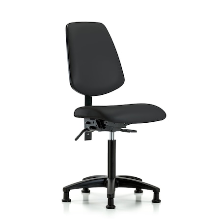 Blue Ridge Ergonomics Vinyl, Polyurethane Foam, Black, 22" to 29" Seat Height, No Arms Arms, Non-Marring Glides BR-VMBCH-MB-RG-T0-A0-NF-RG-8540