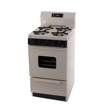 Premier Gas Range, Four 9100 BTU Open Burners, 20 inW x 44 inH x 24.5 inD, 2.42 cu. Ft., Biscuit 805728