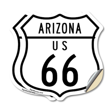 Signmission Arizona Route Marker Shield Sign Us 66, 6 inch X 6 inch, Vinyl Decal, 2PK SHI-D-2PACK-6-360