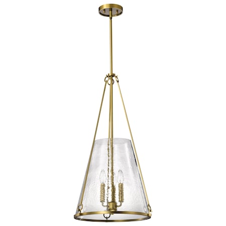 Nuvo Valentine, Large Pendant, Vintage Brass Finish, Hammered Glass 60/8267