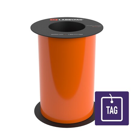 Labeltac Tear-Resistant Tag Stock 8in x 100ft LT9, Orange LT806TAG-C