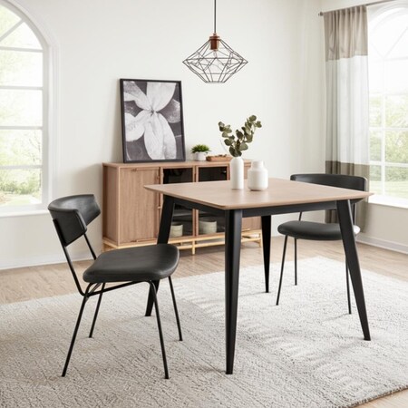 Homeroots Set of Two Gray and Black Upholstered Faux Leather Open Back Dining Side Chairs 555809