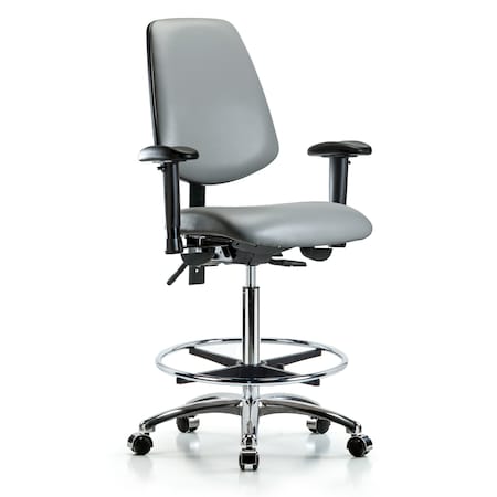Blue Ridge Ergonomics Vinyl Chair, Vinyl, Adjustable Arms BR-VHBCH-MB-CR-T1-A1-CF-CC-8840