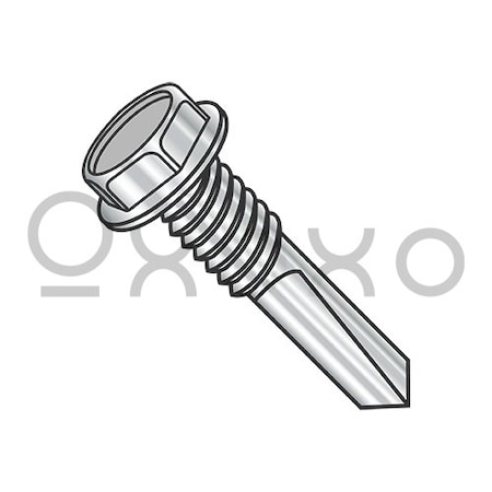 12-24X1 1/2 Unslotted Hexwasher Self Drilling Screw #5 Point Full Thrd 410 Stainless Steel, 1000PK