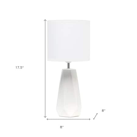 Homeroots 18" Off White Ceramic Geometric Table Lamp With White Drum Shade 643455