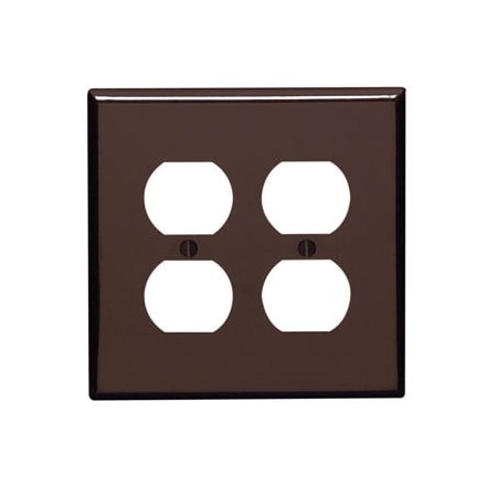 Leviton Receptacle Wallplate, Midway Size, Gang 2, Brown 80516