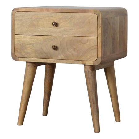 Homeroots 22" Oak Solid Wood Two Drawer Nightstand 722566