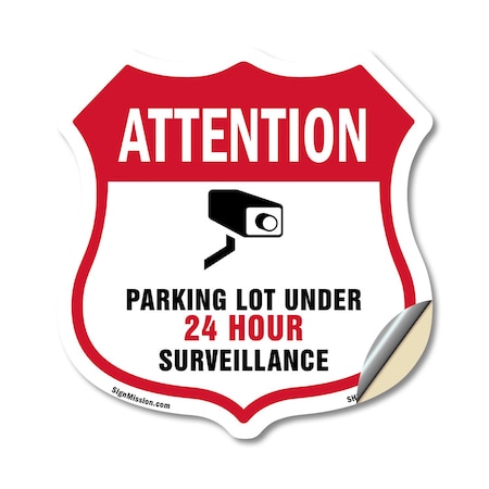 Signmission Video Surveillance Shield Sign Attention, 18 Inch X 18 Inch, Vinyl Decal SHI-D-18-469