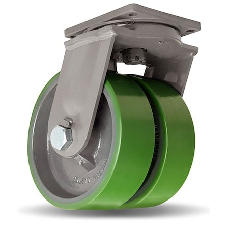 Hamilton Maxi-Duty Dual-Wheel Swivel Caster, 10" x 3" Duralast Polyurethane (95A) on Cast Iron Wheel S-MDD-13DH