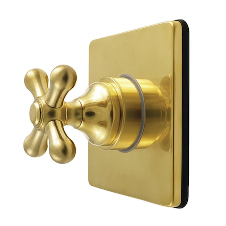 Kingston Brass Single-Handle Six-Way Diverter Valve with Square Trim Kit, Brushed Brass KS4047AX