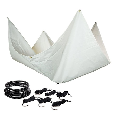 Mytee Products 7ft x 7ft White Drain Tarp - Vinyl Ceiling Roof Leak Diverter Waterproof Tarp DD7-7-White
