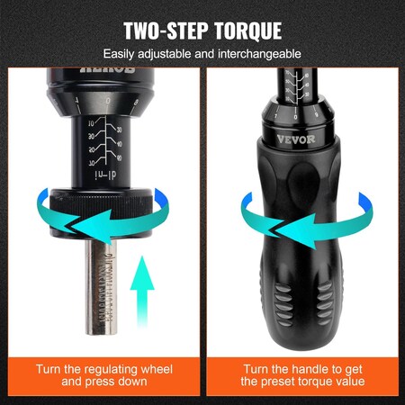 Vevor Adjustable Torque Screwdriver 1/4" Range 10-70 in/lb w/ 1 in-lb Increment RTD-10-70