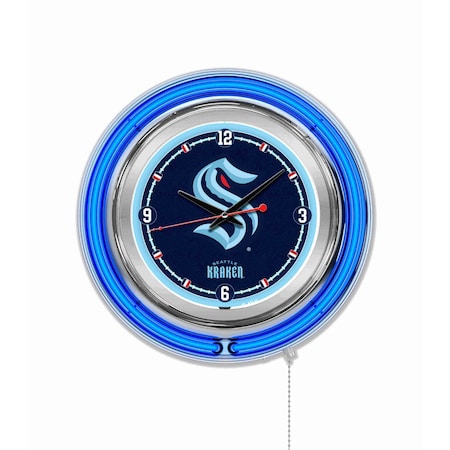 Holland Bar Stool Co Officially Licensed Seattle Kraken Double Neon 15" Clock Clk15SeaKrk