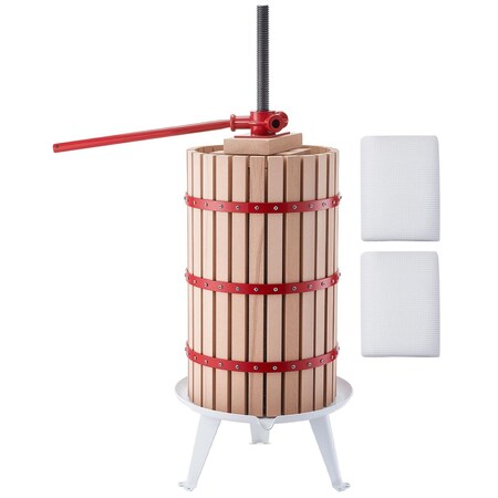 Vevor 7.93Gal/30L Fruit Wine Press Manual Juice Maker Solid Beech Wood Basket LD-BP30-3R