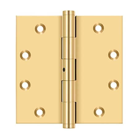 Deltana 4-1/2 x 4-1/2 Square Hinge; Ball Bearings; Non Removable Pin Lifetime Brass Finish CSB45N