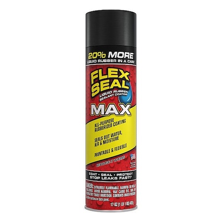 Flex Seal Flex Seal MAX Black-17 oz spray, 17 oz, Black, Rubber Base, Flex Seal FSMAXBLK24
