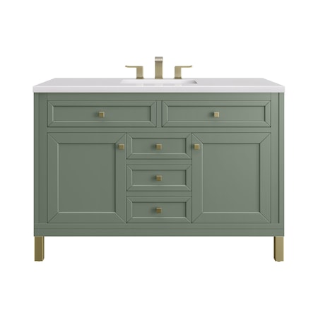 James Martin Vanities Chicago 48 in. Single Vanity, Smokey Celadon, w/ 3 CM White Zeus Silestone Top 503-V48-SC-3WZ